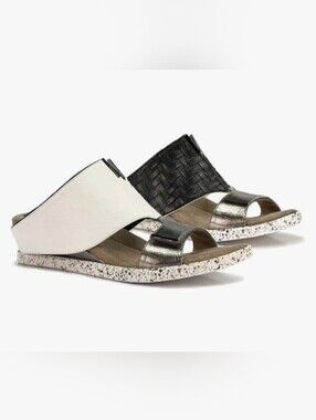 Modzori Womens 7 Kleo Sandals Shoes Reversible White Flip To Black Wedge Slip On